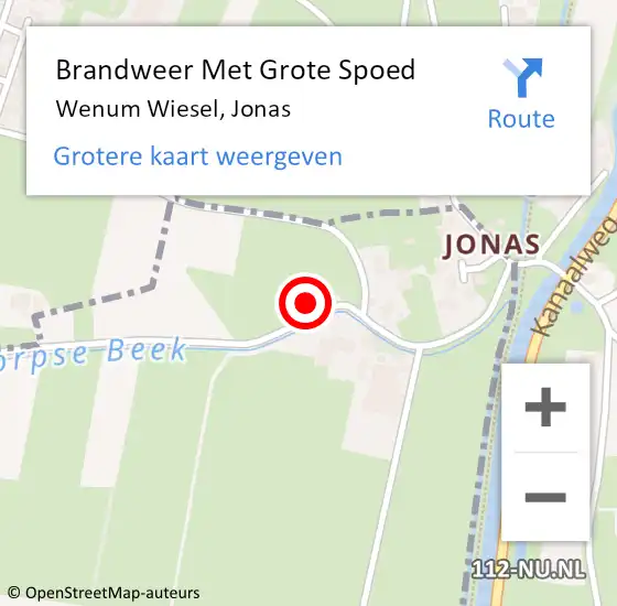 Locatie op kaart van de 112 melding: Brandweer Met Grote Spoed Naar Wenum Wiesel, Jonas op 9 juli 2015 12:24