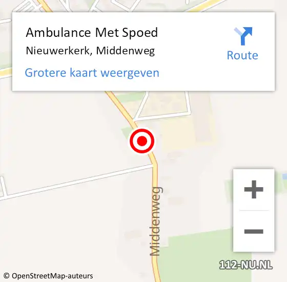 Locatie op kaart van de 112 melding: Ambulance Met Spoed Naar Nieuwerkerk, Middenweg op 9 juli 2015 12:36