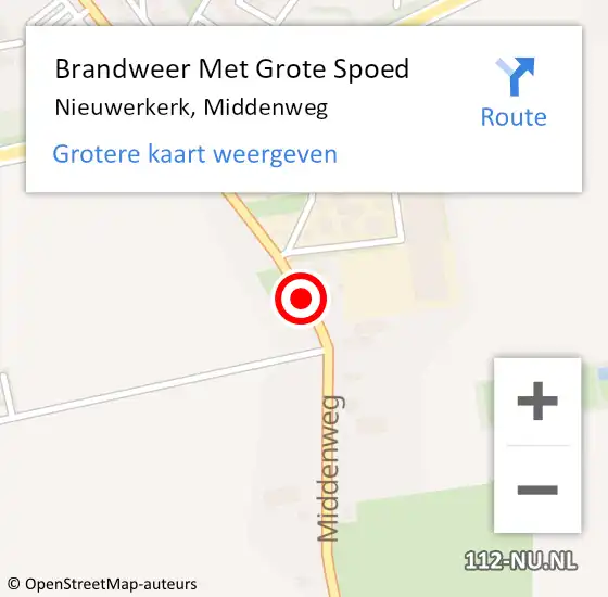 Locatie op kaart van de 112 melding: Brandweer Met Grote Spoed Naar Nieuwerkerk, Middenweg op 9 juli 2015 12:41