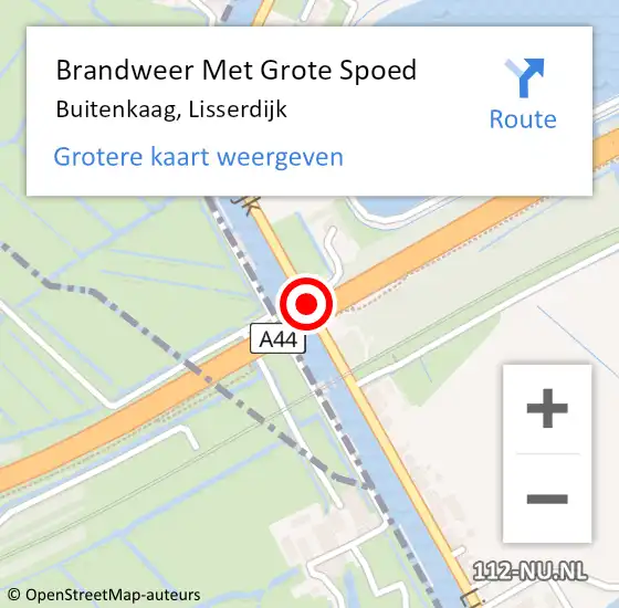 Locatie op kaart van de 112 melding: Brandweer Met Grote Spoed Naar Buitenkaag, Lisserdijk op 9 juli 2015 13:12