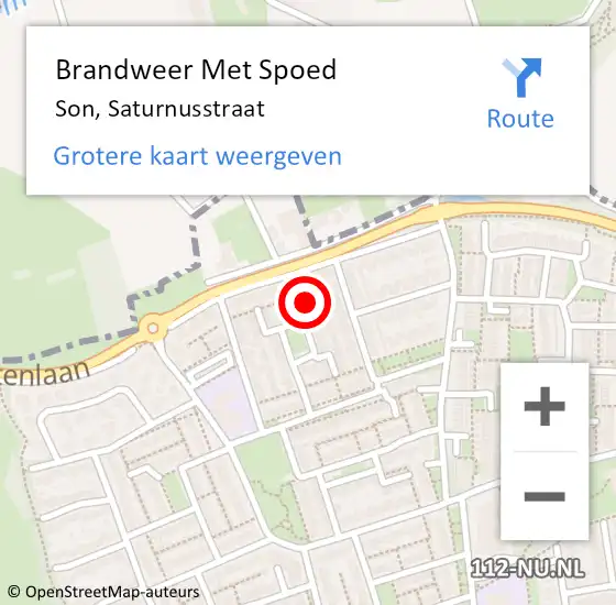 Locatie op kaart van de 112 melding: Brandweer Met Spoed Naar Son, Saturnusstraat op 13 november 2013 16:17