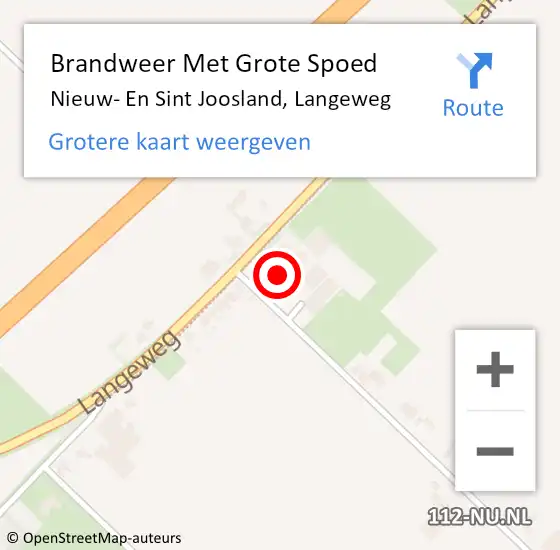 Locatie op kaart van de 112 melding: Brandweer Met Grote Spoed Naar Nieuw- En Sint Joosland, Langeweg op 9 juli 2015 14:39