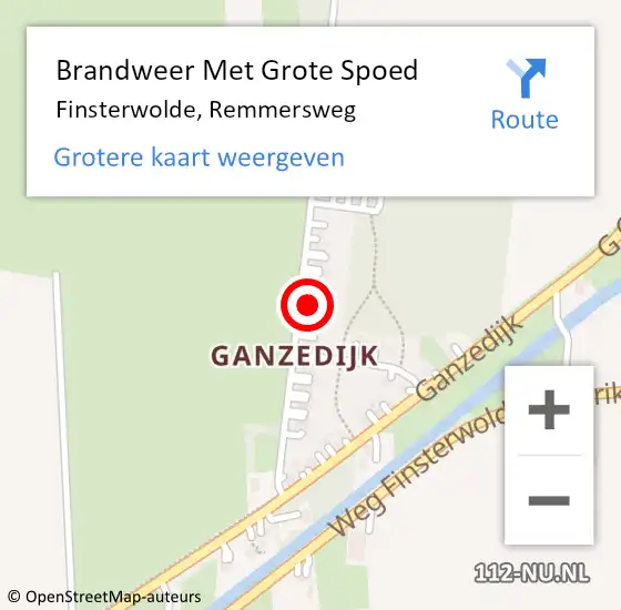 Locatie op kaart van de 112 melding: Brandweer Met Grote Spoed Naar Finsterwolde, Remmersweg op 9 juli 2015 14:49