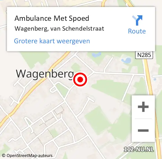 Locatie op kaart van de 112 melding: Ambulance Met Spoed Naar Wagenberg, van Schendelstraat op 9 juli 2015 14:50