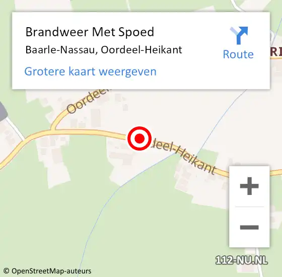 Locatie op kaart van de 112 melding: Brandweer Met Spoed Naar Baarle-Nassau, Oordeel-Heikant op 9 juli 2015 14:51