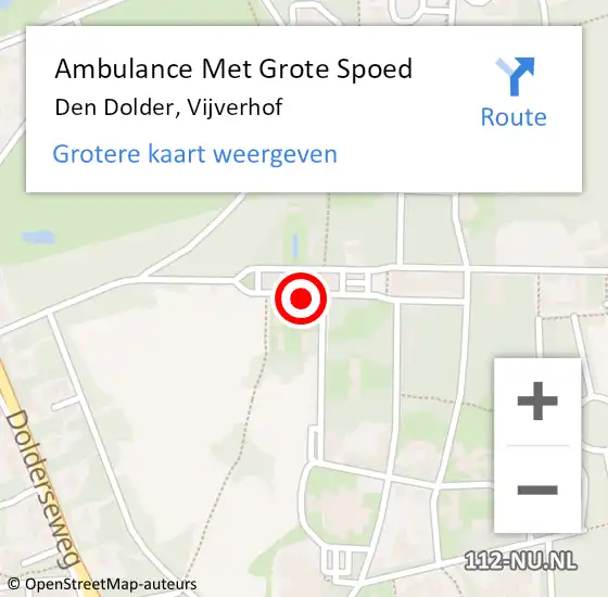 Locatie op kaart van de 112 melding: Ambulance Met Grote Spoed Naar Den Dolder, Vijverhof op 9 juli 2015 14:57