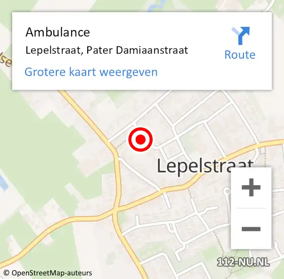 Locatie op kaart van de 112 melding: Ambulance Lepelstraat, Pater Damiaanstraat op 9 juli 2015 15:10