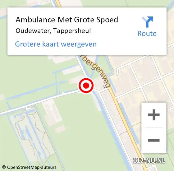 Locatie op kaart van de 112 melding: Ambulance Met Grote Spoed Naar Oudewater, Tappersheul op 9 juli 2015 15:48