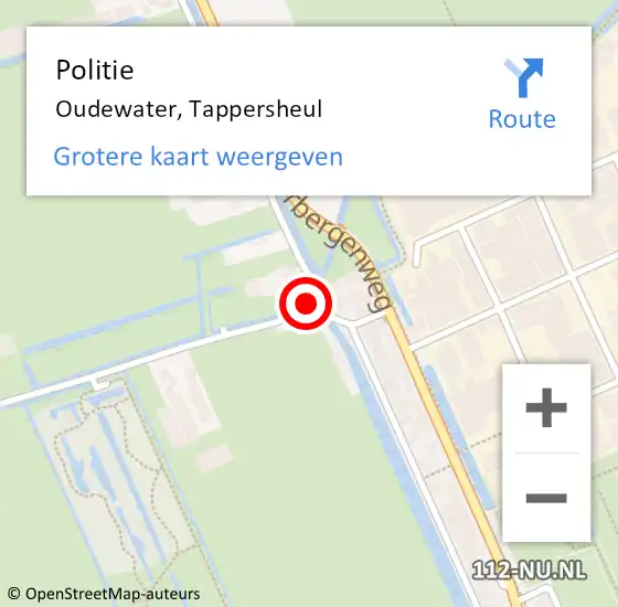 Locatie op kaart van de 112 melding: Politie Oudewater, Tappersheul op 9 juli 2015 15:50