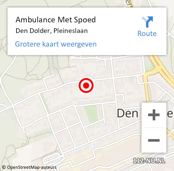 Locatie op kaart van de 112 melding: Ambulance Met Spoed Naar Den Dolder, Pleineslaan op 9 juli 2015 17:12