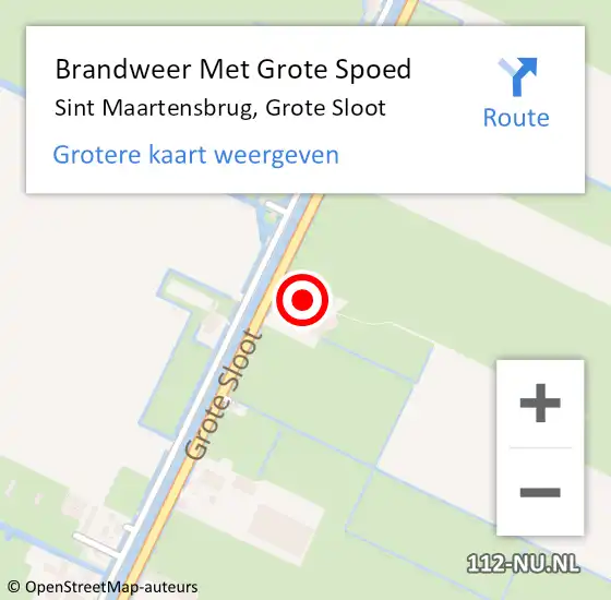 Locatie op kaart van de 112 melding: Brandweer Met Grote Spoed Naar Sint Maartensbrug, Grote Sloot op 9 juli 2015 17:26