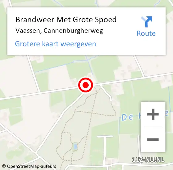 Locatie op kaart van de 112 melding: Brandweer Met Grote Spoed Naar Vaassen, Cannenburgherweg op 9 juli 2015 17:55