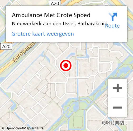 Locatie op kaart van de 112 melding: Ambulance Met Grote Spoed Naar Nieuwerkerk aan den IJssel, Barbarakruid op 9 juli 2015 19:00