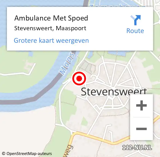 Locatie op kaart van de 112 melding: Ambulance Met Spoed Naar Stevensweert, Maaspoort op 13 november 2013 16:50