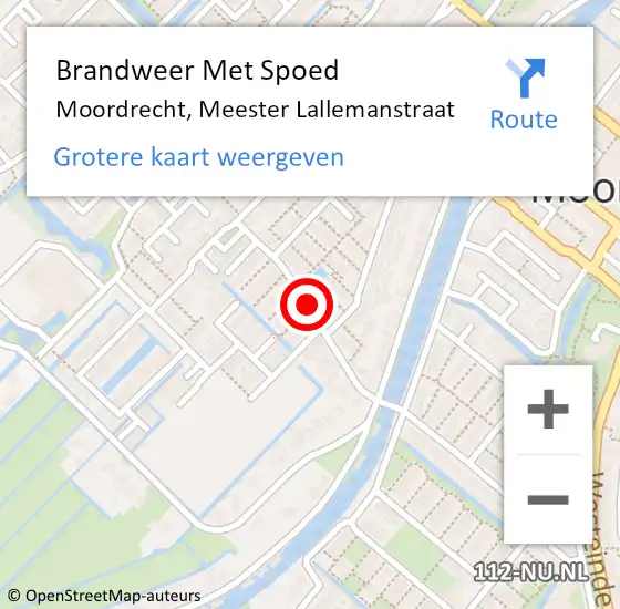 Locatie op kaart van de 112 melding: Brandweer Met Spoed Naar Moordrecht, Meester Lallemanstraat op 9 juli 2015 19:13