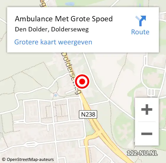 Locatie op kaart van de 112 melding: Ambulance Met Grote Spoed Naar Den Dolder, Dolderseweg op 9 juli 2015 19:46