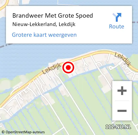 Locatie op kaart van de 112 melding: Brandweer Met Grote Spoed Naar Nieuw-Lekkerland, Lekdijk op 9 juli 2015 19:47