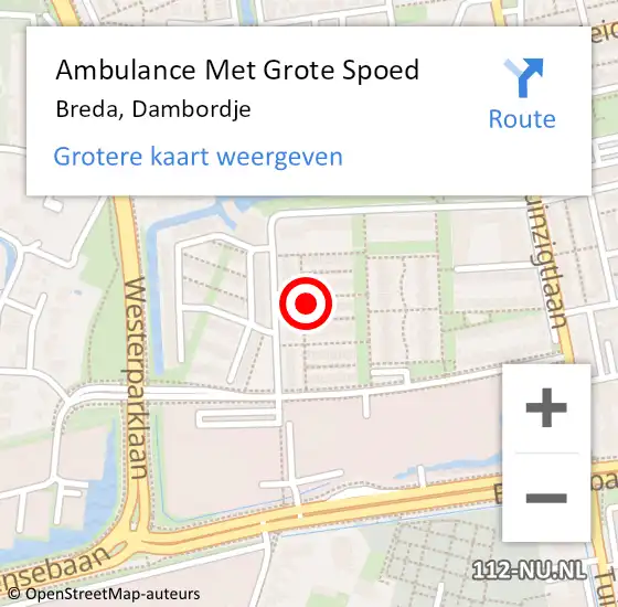 Locatie op kaart van de 112 melding: Ambulance Met Grote Spoed Naar Breda, Dambordje op 13 november 2013 16:59