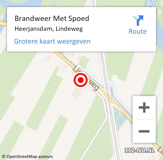 Locatie op kaart van de 112 melding: Brandweer Met Spoed Naar Heerjansdam, Lindeweg op 9 juli 2015 22:15