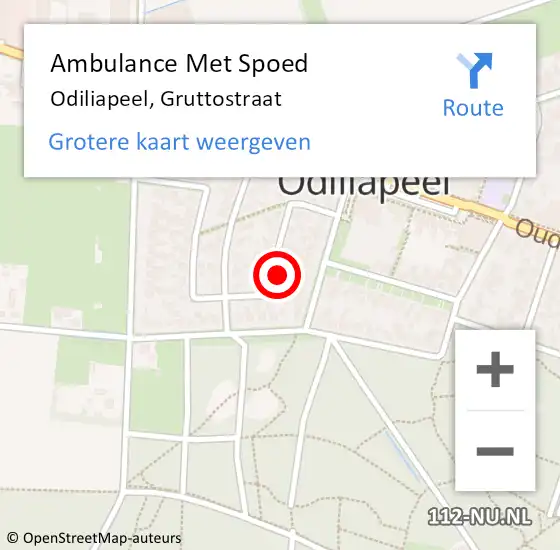 Locatie op kaart van de 112 melding: Ambulance Met Spoed Naar Odiliapeel, Gruttostraat op 9 juli 2015 22:27