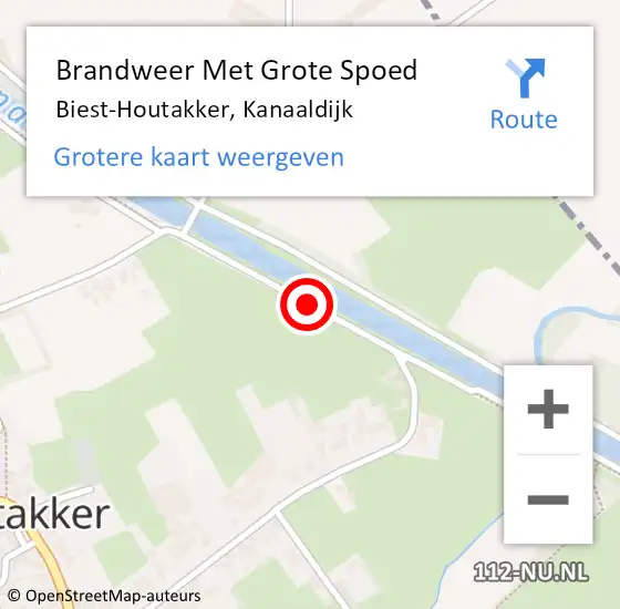 Locatie op kaart van de 112 melding: Brandweer Met Grote Spoed Naar Biest-Houtakker, Kanaaldijk op 9 juli 2015 23:29