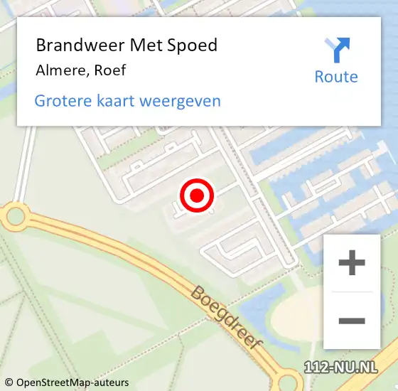 Locatie op kaart van de 112 melding: Brandweer Met Spoed Naar Almere, Roef op 10 juli 2015 00:52