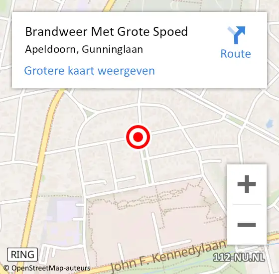 Locatie op kaart van de 112 melding: Brandweer Met Grote Spoed Naar Apeldoorn, Gunninglaan op 13 november 2013 17:12