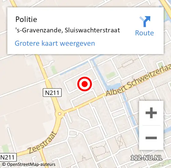 Locatie op kaart van de 112 melding: Politie 's-Gravenzande, Sluiswachterstraat op 10 juli 2015 01:26