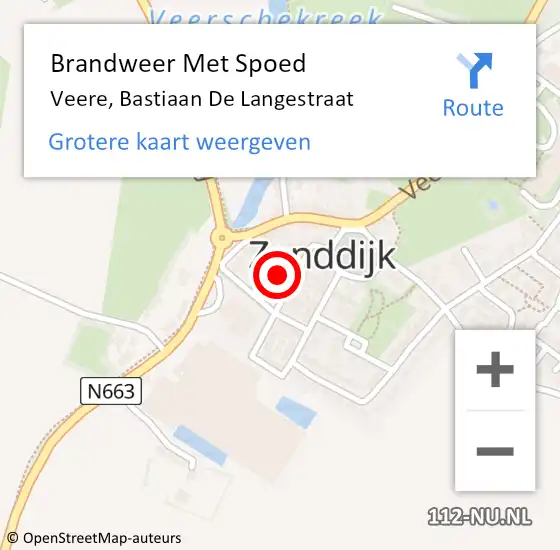 Locatie op kaart van de 112 melding: Brandweer Met Spoed Naar Veere, Bastiaan De Langestraat op 10 juli 2015 03:37