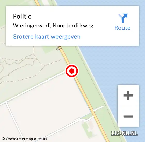 Locatie op kaart van de 112 melding: Politie Wieringerwerf, Noorderdijkweg op 10 juli 2015 08:01