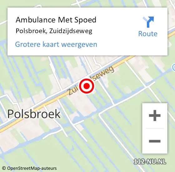 Locatie op kaart van de 112 melding: Ambulance Met Spoed Naar Polsbroek, Zuidzijdseweg op 10 juli 2015 08:04