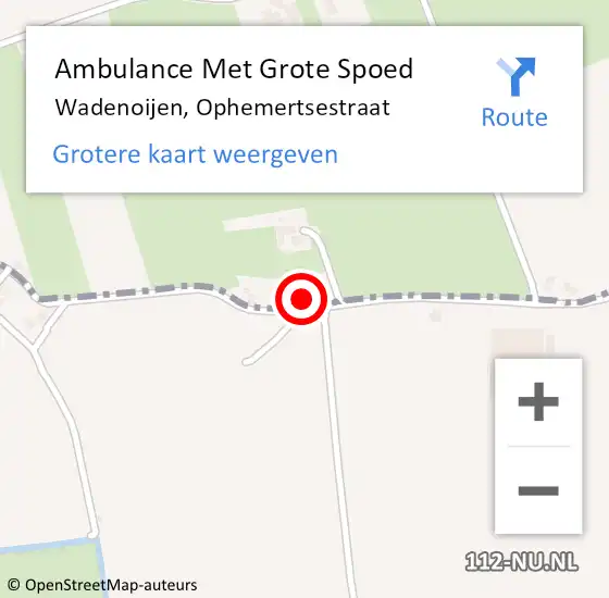 Locatie op kaart van de 112 melding: Ambulance Met Grote Spoed Naar Wadenoijen, Ophemertsestraat op 10 juli 2015 08:41