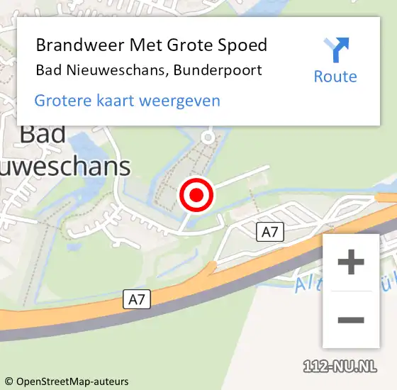 Locatie op kaart van de 112 melding: Brandweer Met Grote Spoed Naar Bad Nieuweschans, Bunderpoort op 10 juli 2015 08:42
