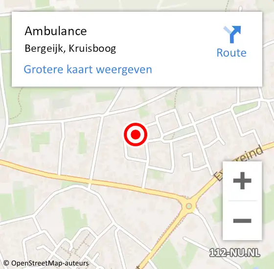 Locatie op kaart van de 112 melding: Ambulance Bergeijk, Kruisboog op 10 juli 2015 09:09