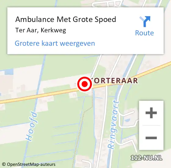 Locatie op kaart van de 112 melding: Ambulance Met Grote Spoed Naar Ter Aar, Kerkweg op 10 juli 2015 09:13