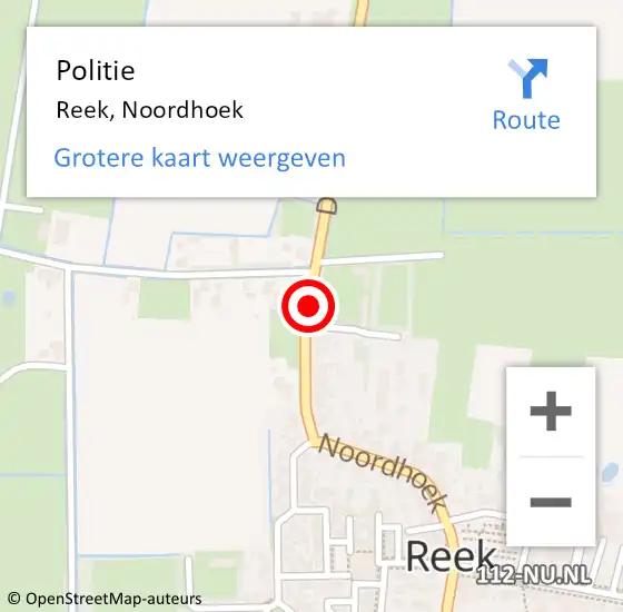 Locatie op kaart van de 112 melding: Politie Reek, Noordhoek op 10 juli 2015 10:33