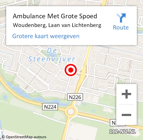 Locatie op kaart van de 112 melding: Ambulance Met Grote Spoed Naar Woudenberg, Laan van Lichtenberg op 10 juli 2015 10:57