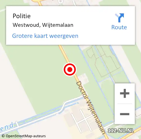 Locatie op kaart van de 112 melding: Politie Westwoud, Wijtemalaan op 10 juli 2015 11:44