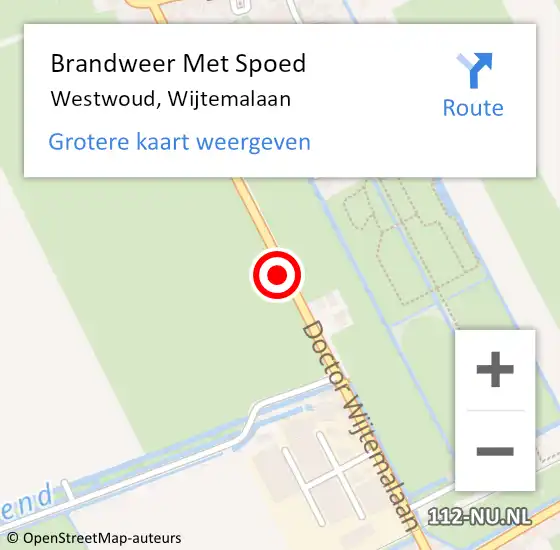 Locatie op kaart van de 112 melding: Brandweer Met Spoed Naar Westwoud, Wijtemalaan op 10 juli 2015 12:45