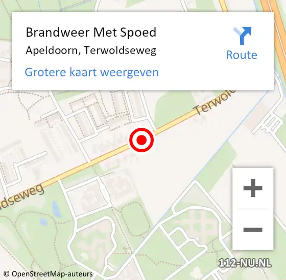 Locatie op kaart van de 112 melding: Brandweer Met Spoed Naar Apeldoorn, Terwoldseweg op 10 juli 2015 12:53