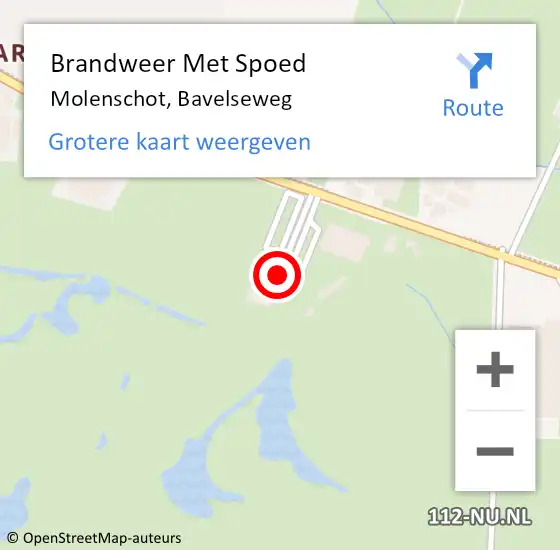 Locatie op kaart van de 112 melding: Brandweer Met Spoed Naar Molenschot, Bavelseweg op 10 juli 2015 13:33