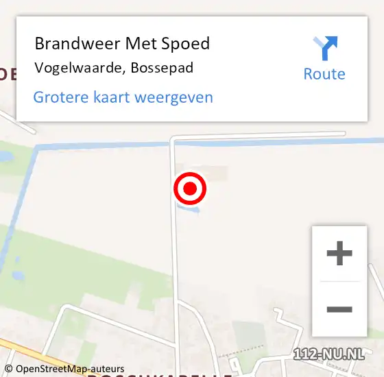 Locatie op kaart van de 112 melding: Brandweer Met Spoed Naar Vogelwaarde, Bossepad op 10 juli 2015 14:03