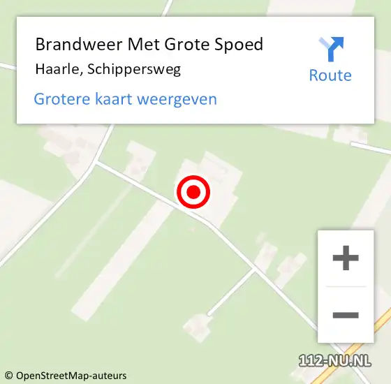 Locatie op kaart van de 112 melding: Brandweer Met Grote Spoed Naar Haarle, Schippersweg op 10 juli 2015 14:24