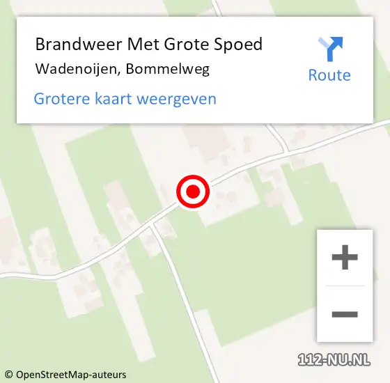 Locatie op kaart van de 112 melding: Brandweer Met Grote Spoed Naar Wadenoijen, Bommelweg op 10 juli 2015 14:44