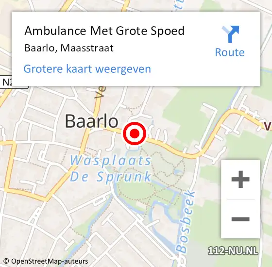 Locatie op kaart van de 112 melding: Ambulance Met Grote Spoed Naar Baarlo, Maasstraat op 10 juli 2015 14:46