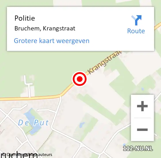 Locatie op kaart van de 112 melding: Politie Bruchem, Krangstraat op 10 juli 2015 16:40