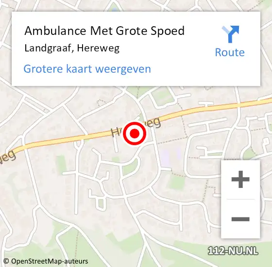 Locatie op kaart van de 112 melding: Ambulance Met Grote Spoed Naar Landgraaf, Hereweg op 10 juli 2015 16:50