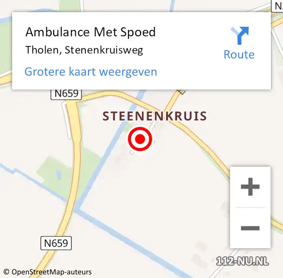 Locatie op kaart van de 112 melding: Ambulance Met Spoed Naar Tholen, Stenenkruisweg op 10 juli 2015 16:53