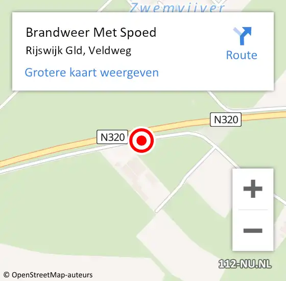 Locatie op kaart van de 112 melding: Brandweer Met Spoed Naar Rijswijk Gld, Veldweg op 10 juli 2015 17:01