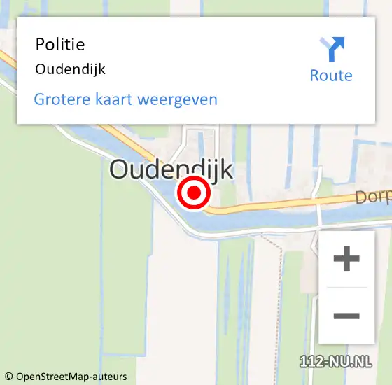 Locatie op kaart van de 112 melding: Politie Oudendijk op 10 juli 2015 17:19